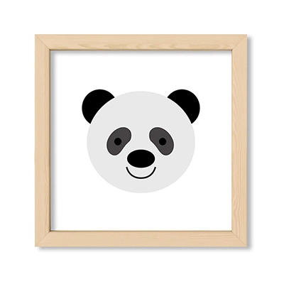Panda pintado a mano sobre un cuadro de madera con marco